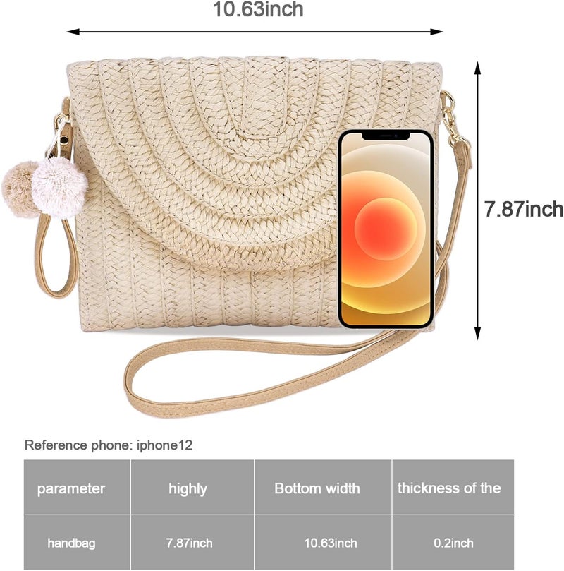 LUOFMISS Straw Clutch Bag Woven Purse for Women Shoulder Bag Casual Beach Rattan Handmade Wallet - Image 4
